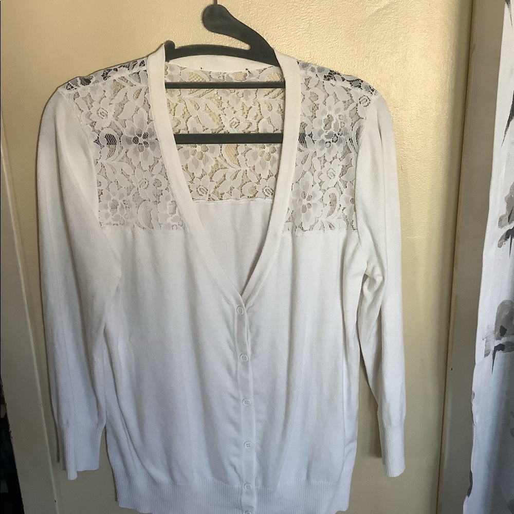 White cardigan